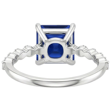 Anniversary Ring Princess Blue Sapphire Solitaire With Accents 4 Carat
