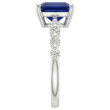 Anniversary Ring Princess Blue Sapphire Solitaire With Accents 4 Carat