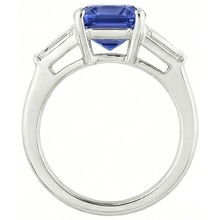 Anniversary Ring Radiant Cut Sapphire & Baguette Natural Earth Mined Diamonds 3.50 Carats