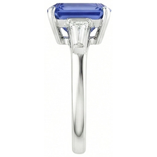 Anniversary Ring Radiant Cut Sapphire & Baguette Natural Earth Mined Diamonds 3.50 Carats