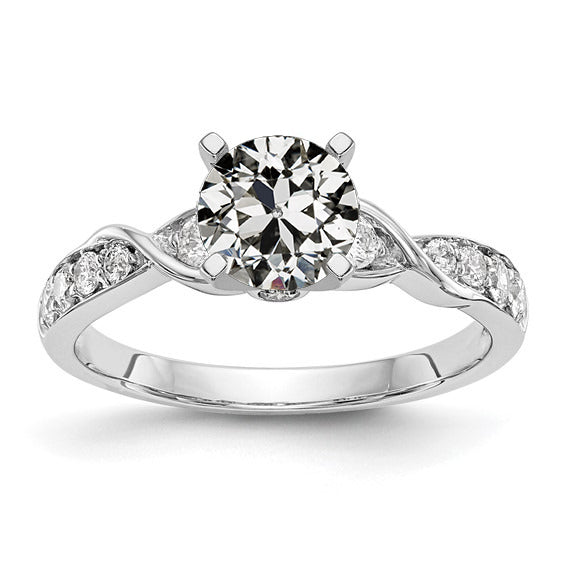 Anniversary Ring Round Old Cut Real Diamond Twisted Shank 2.75 Carats