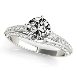Anniversary Ring Round Old Cut Real Diamond White Gold 4.50 Carats