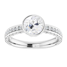 Anniversary Ring Round Old Mine Cut Genuine Diamond Bezel Set 3.50 Carats
