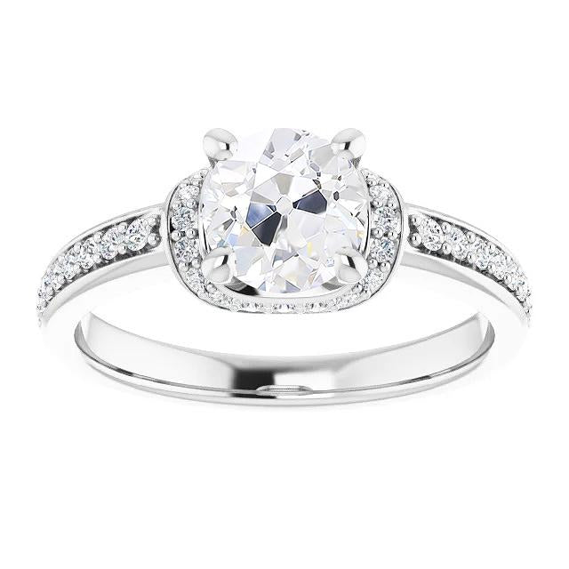 Anniversary Ring Round Old Mine Cut Genuine Diamond Prong Set 4.75 Carats