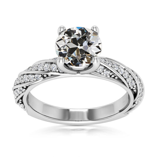 Anniversary Ring Round Old Miner Real Diamond 4 Prong Set 5.75 Carats