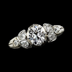 Anniversary Ring Round Old Miner Real Diamond Button Back Set 4.50 Carats