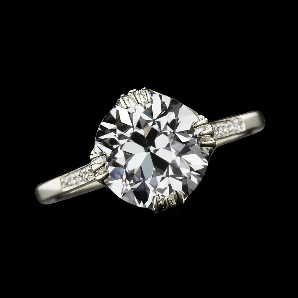 Anniversary Ring Round Old Miner Real Diamond Triple Prong Set 4 Carats