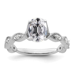 Anniversary Ring Round & Oval Old Mine Cut Real Diamond 4 Carats Jewelry