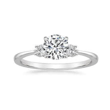 Anniversary Ring Round Real 3 Carats Diamonds Three Stone White Gold 14K