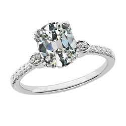 Anniversary Ring With Accents Oval Old Mine Cut Real Diamond 4.50 Carats
