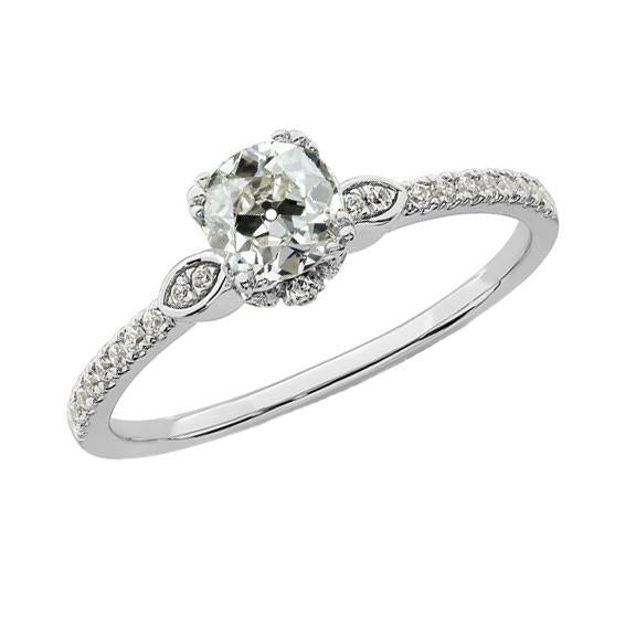Anniversary Ring With Accents Round Old European Real Natural Earth Mined Diamond 2.50 Carats