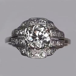 Anniversary Round Genuine Old Mine Cut Diamond Ring 2 Carats Antique Style