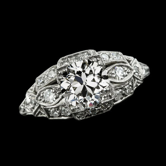 Anniversary Round Old Mine Cut Real Diamond Ring Vintage Style 3.75 Carats