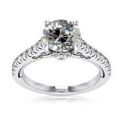 Anniversary Round Old Miner Natural Diamond Ring White Gold 4.75 Carats