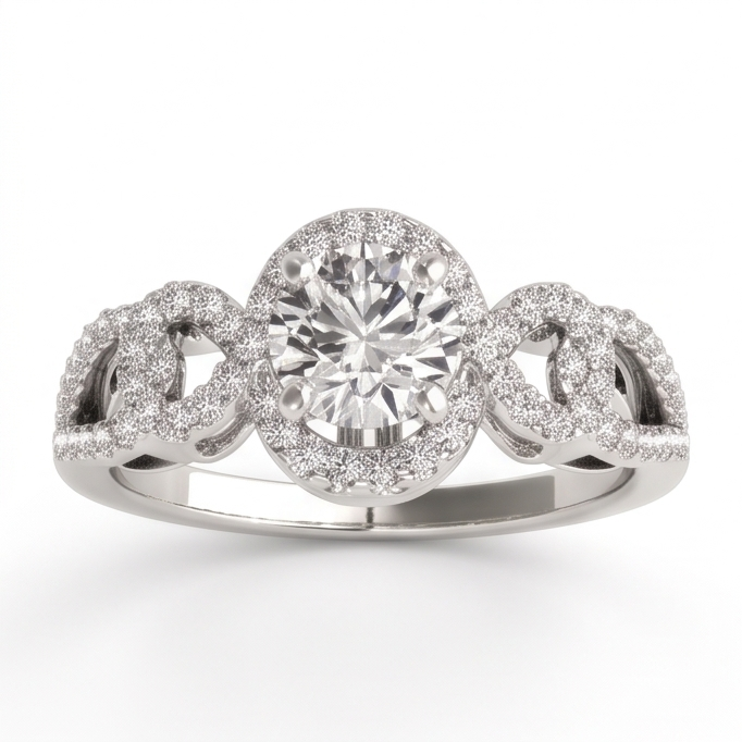 Anniversary Round Real Natural Earth Mined DIAMOND ( NOT LAB GROWN ) Engagement Ring Antique Style 2 Ct. WG 14K