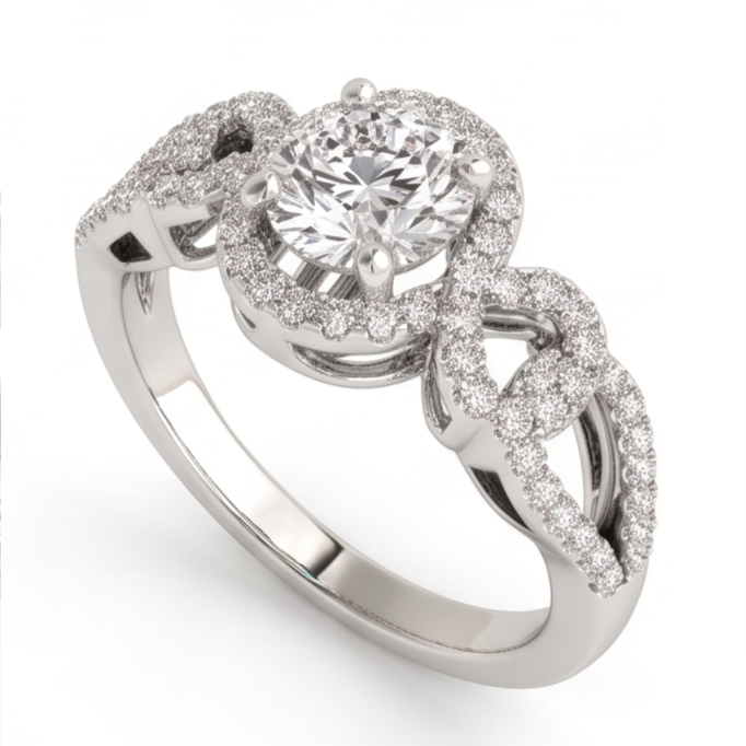Anniversary Round Real Natural Earth Mined DIAMOND ( NOT LAB GROWN ) Engagement Ring Antique Style 2 Ct. WG 14K