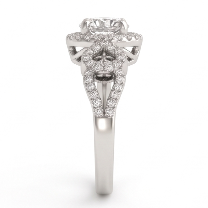 Anniversary Round Real Natural Earth Mined DIAMOND ( NOT LAB GROWN ) Engagement Ring Antique Style 2 Ct. WG 14K