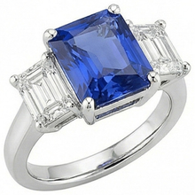 Anniversary Sapphire Ring 5 Carats 3 Stone Emerald Natural Earth Mined Diamonds Jewellery