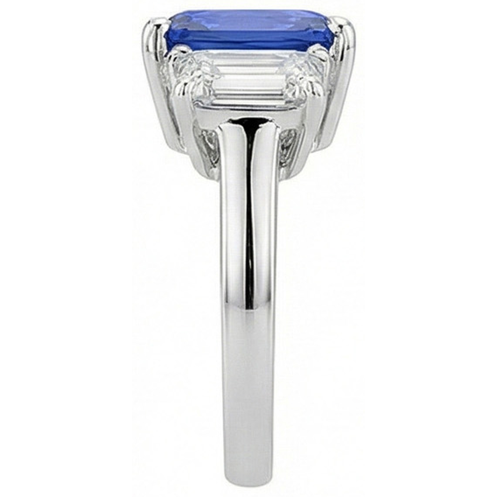 Anniversary Sapphire Ring 5 Carats 3 Stone Emerald Natural Earth Mined Diamonds Jewellery