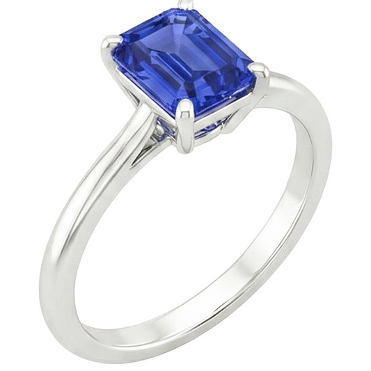 Anniversary Solitaire Ring Emerald Ceylon Sapphire 3 Carats
