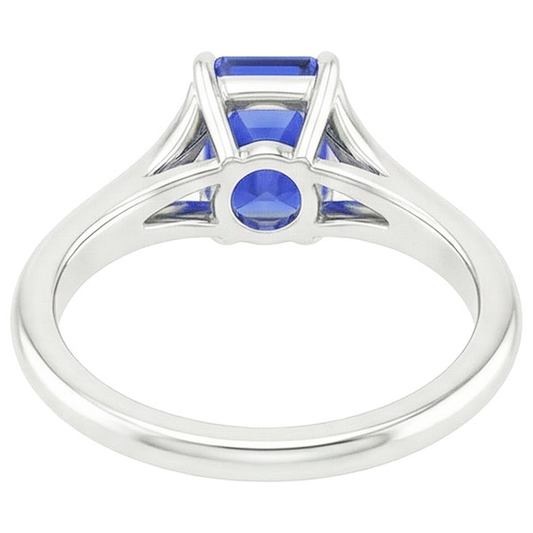 Anniversary Solitaire Ring Prong Set Emerald Ceylon Sapphire 3 Carats