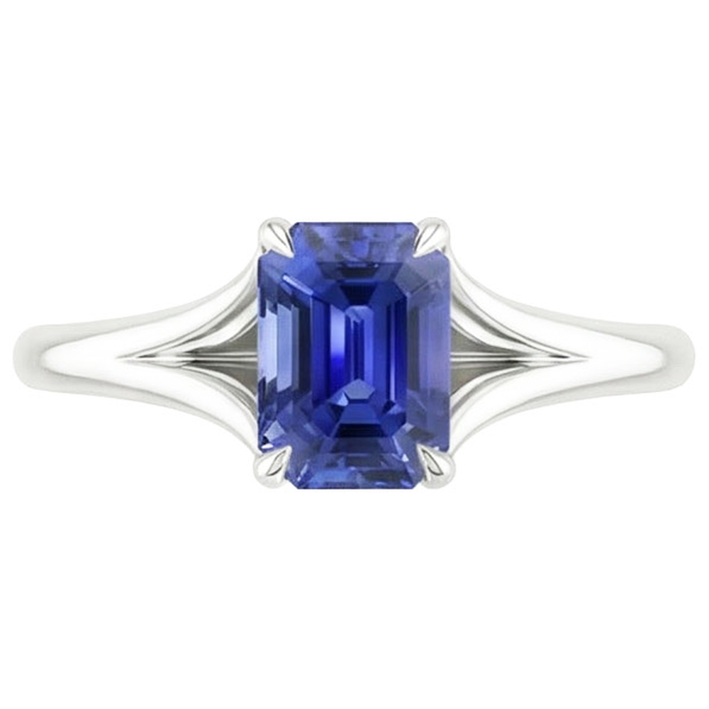 natural emerald sapphire 3ct ring profile view