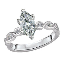 Fine Diamond Marquise Cut Solitaire Ring with Accents in 14K White Gold – main view