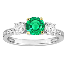 Round Brilliant Fine Emerald ring in Two-Tone 14K Gold – main view