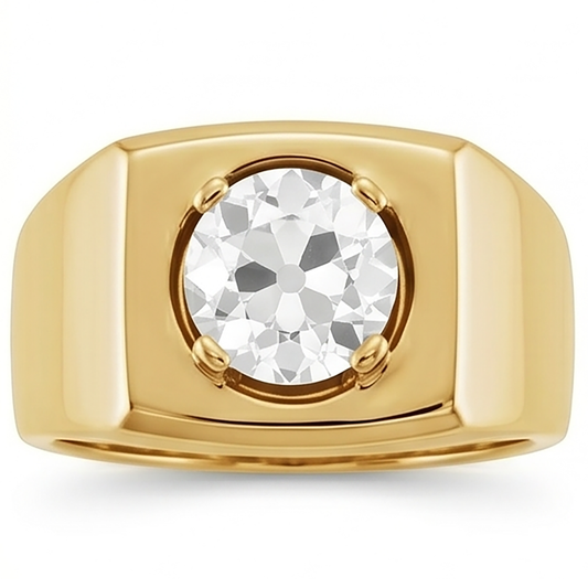 Antique Cushion Mens Ring – Diamond 2 ct 10K Yellow Gold