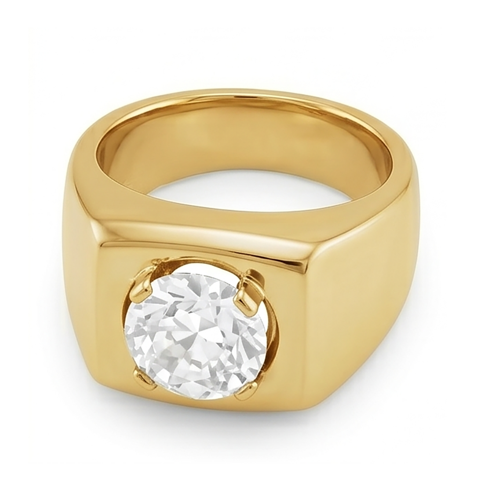 Antique Cushion Mens Ring – Diamond 2 ct 10K Yellow Gold