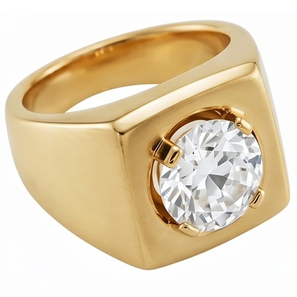 Antique Cushion Mens Ring – Diamond 2 ct 10K Yellow Gold
