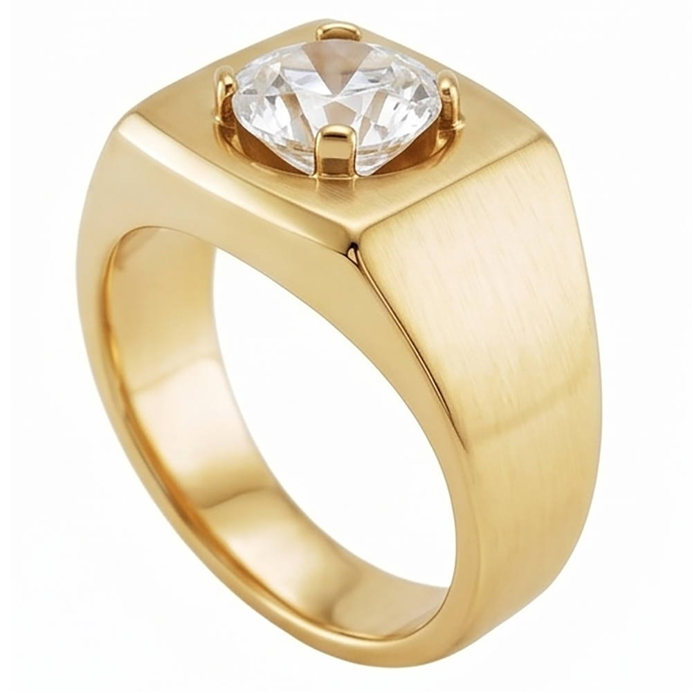 Antique Cushion Mens Ring – Diamond 2 ct 10K Yellow Gold