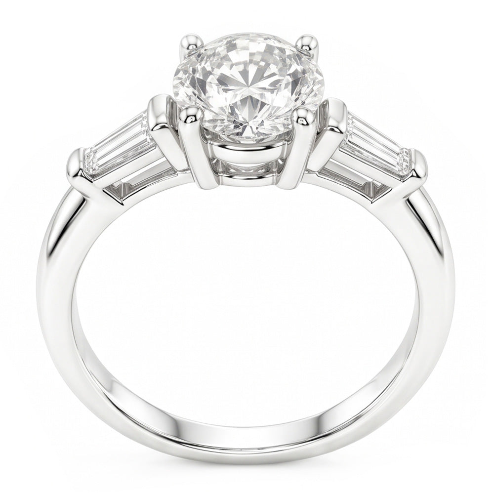 Antique European 3-Stone Ring – Fine Diamond 2.50 ct 14 Karat White