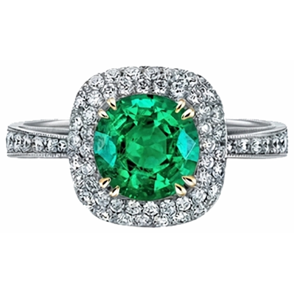 High-End Emerald Gemstone Ring 3 ct – front view