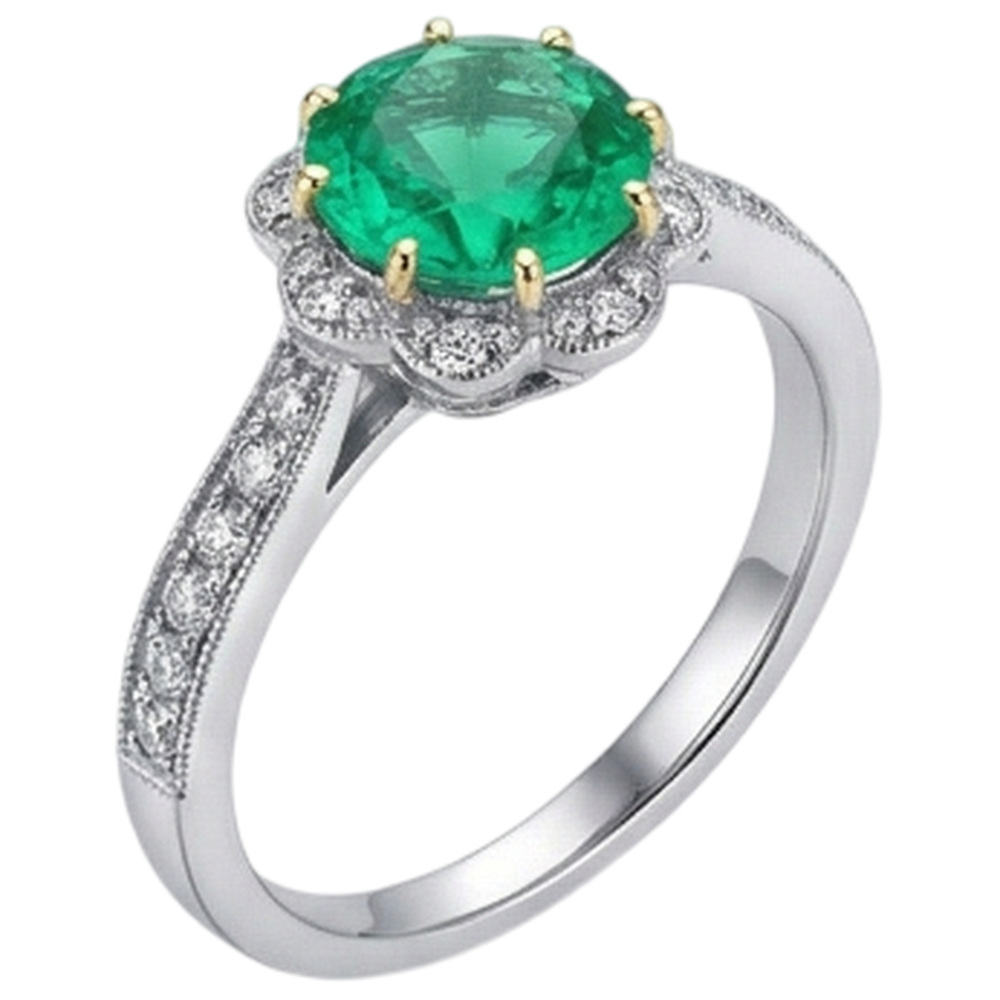 Custom Emerald Gemstone Ring 2 ct – angle view