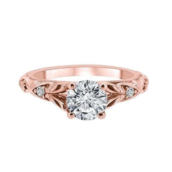 Antique Looking Natural Round Diamond Engagement Ring 2.60 Carat Rose Gold 14K