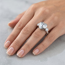 Antique Rose Cut Diamond Three Stone Ring 2 ct – 14K White Gold