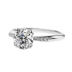 Antique Style 2 Carats Natural Diamonds Engagement Ring White Gold 14K