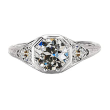 Antique Style 3 Stone Round Old Cut Real Diamond Ring 4.50 Carats