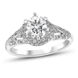 Antique Style 3.10 Carats Round Natural Earth Mined Diamond Engagement Ring