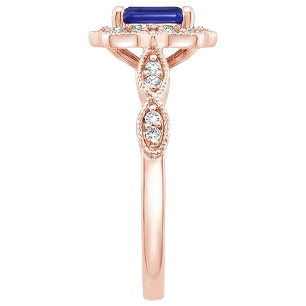 Antique Style Blue Sapphire Natural Earth Mined Diamond Ring 3 Carats Gemstone
