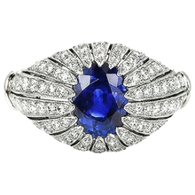 natural round sapphire 8.75ct ring front view