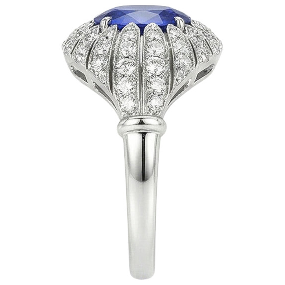 natural round sapphire 8.75ct ring top view