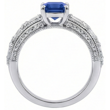 Antique Style Engagement Natural Earth Mined Diamond Emerald Sapphire Ring Set 4.50 Carats