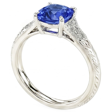natural round sapphire 2ct ring close up detail