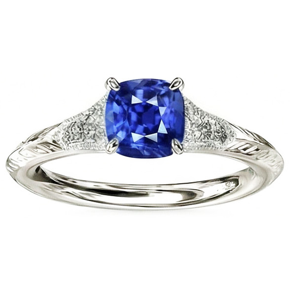 natural round sapphire 2ct ring top view