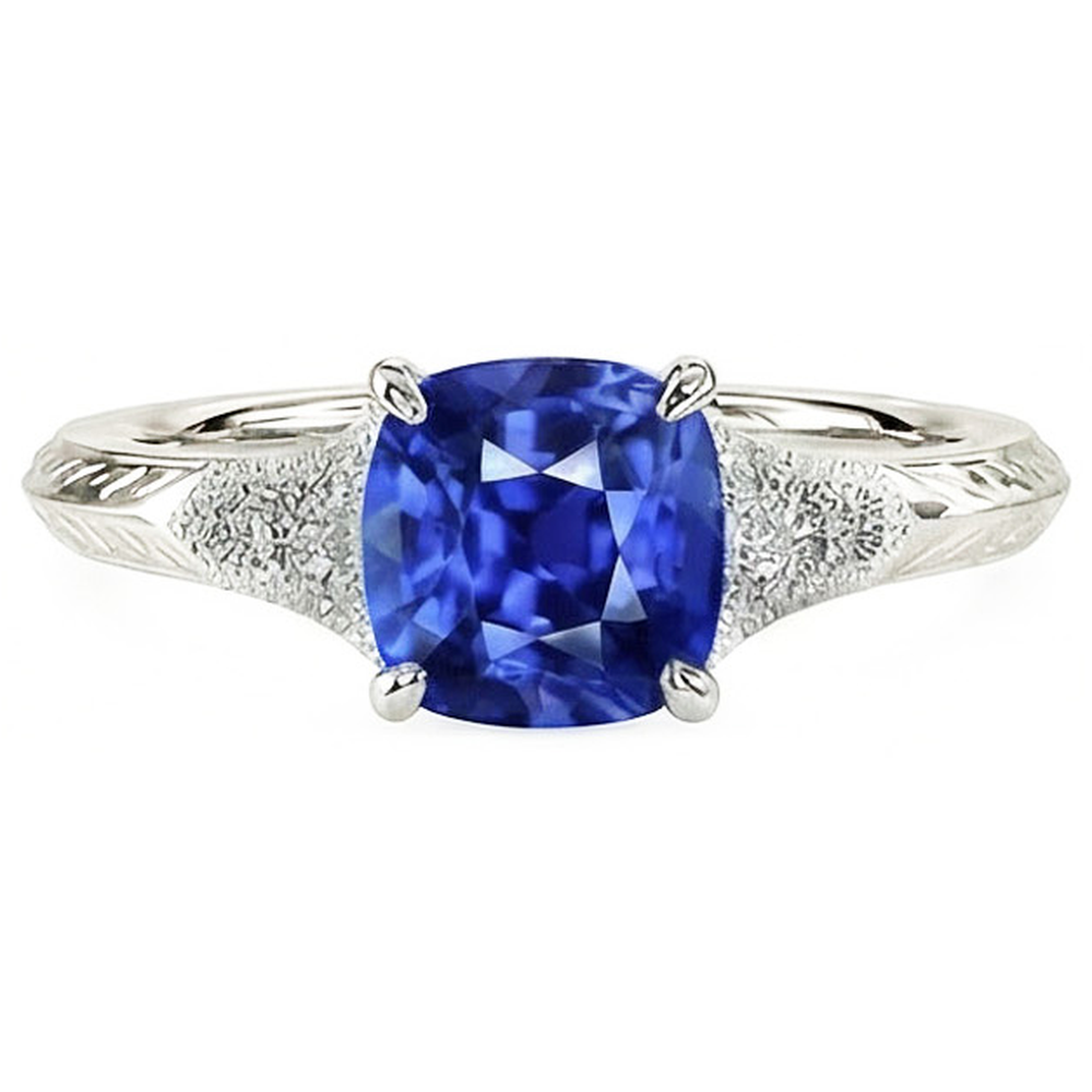 natural round sapphire 2ct ring side angle