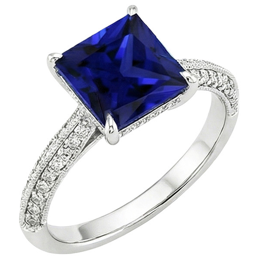 natural round sapphire 4.50ct ring side angle