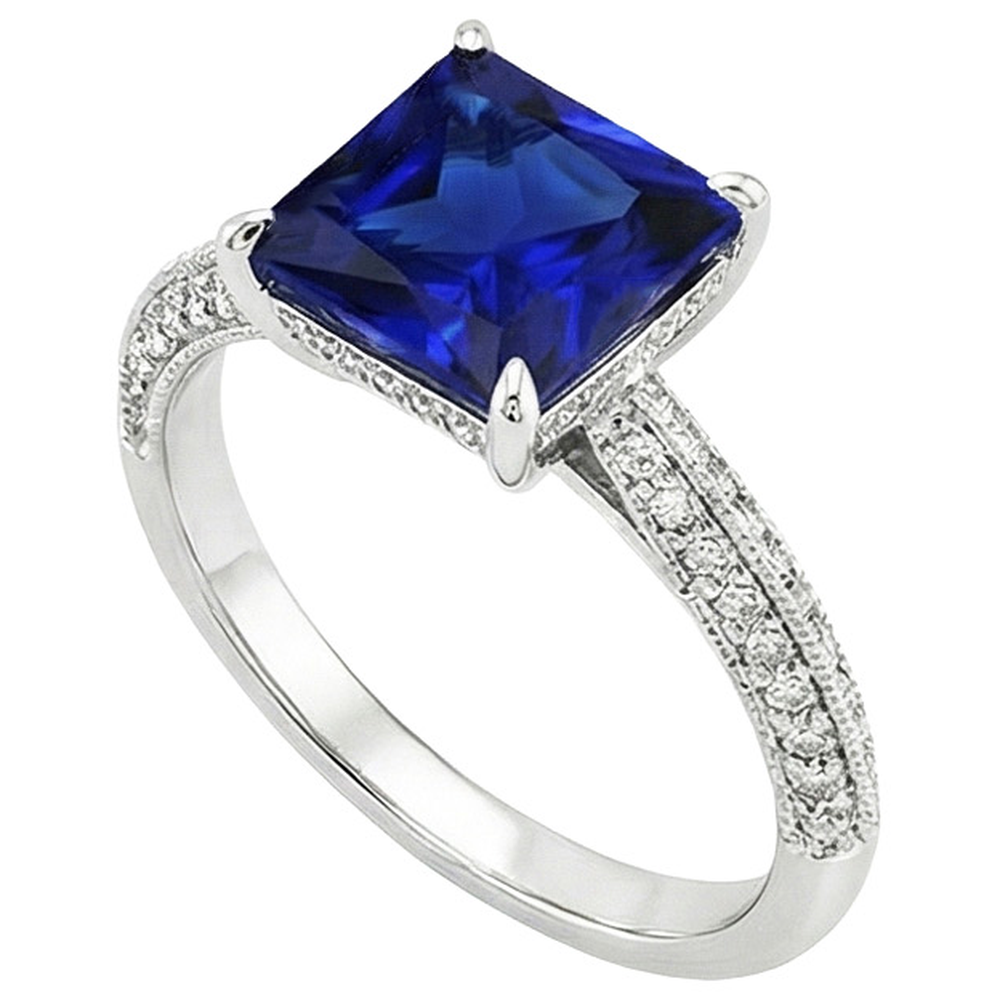 natural round sapphire 4.50ct ring top view