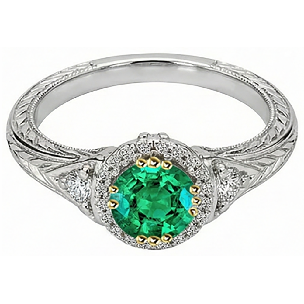 Natural Fine Emerald Gemstone Ring – side view